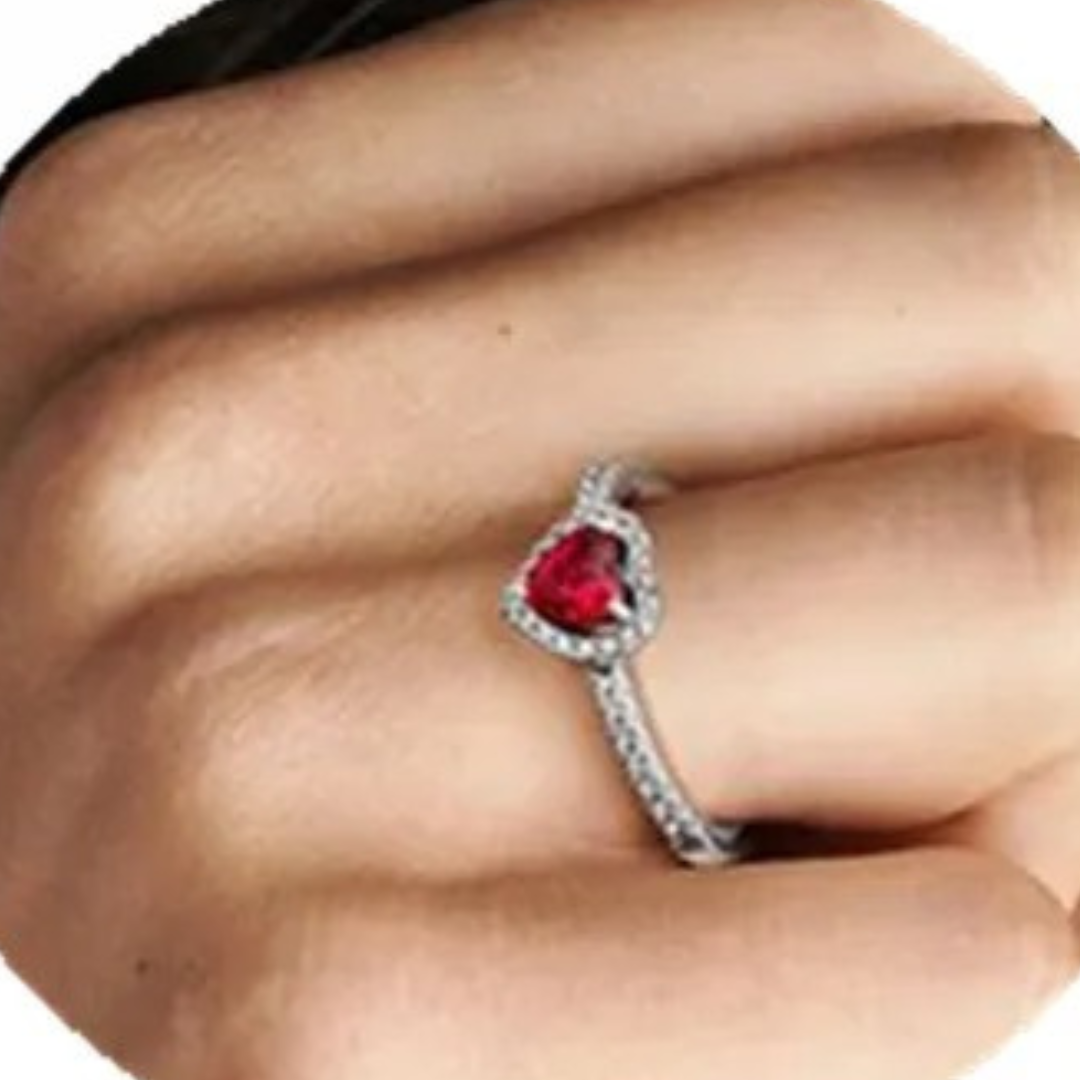 Bague cœur rubis en argent 925