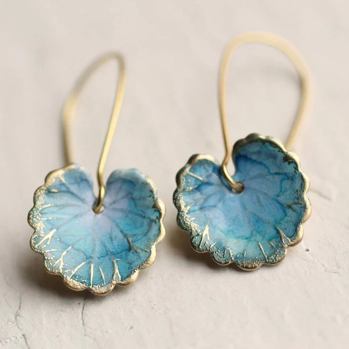 Boucles d'oreilles Feuille™ | Élégance vintage en bleu