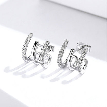 Boucles d'oreilles en argent à trois couches