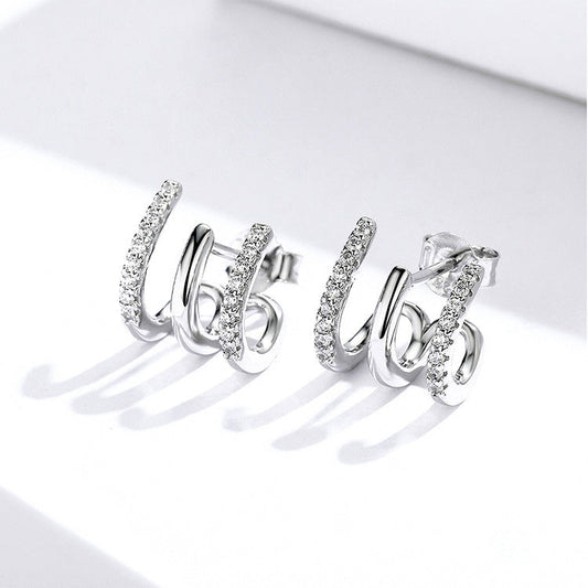 Boucles d'oreilles en argent à trois couches