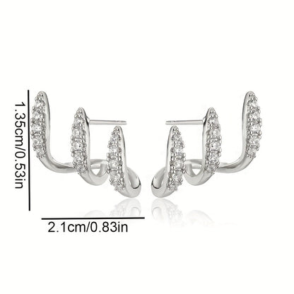 Boucles d'oreilles Élégance™ | Strass, trois griffes