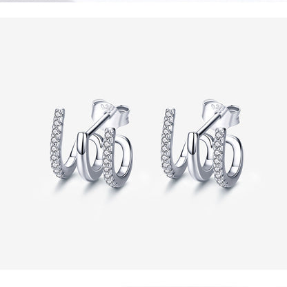 Boucles d'oreilles en argent à trois couches