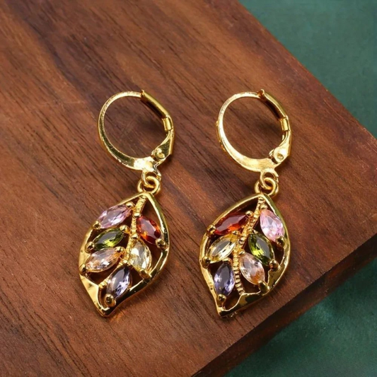 Boucles d'oreilles Feuille d'Or™ | Élégance vintage en couleur