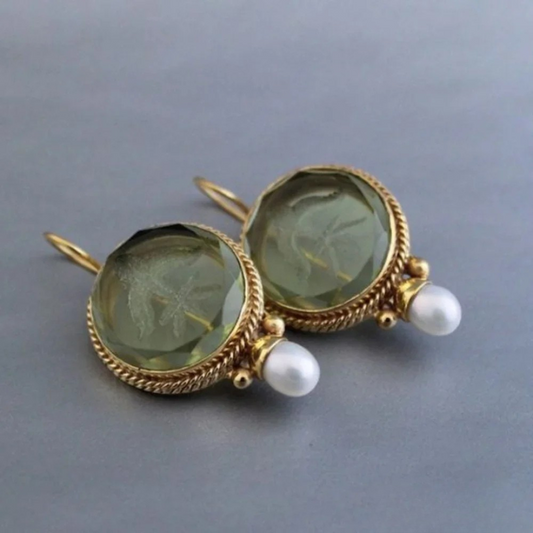 Boucles d'oreilles Rétro™ | Élégance classique, pierres vertes