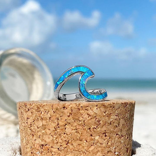 Bague Vague en Argent Sertie d’Opale