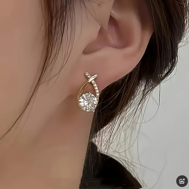 Boucles d'oreilles Golden Cross™ | Élégance en zirconia
