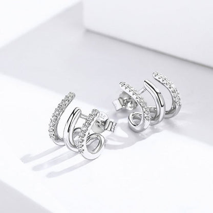 Boucles d'oreilles en argent à trois couches