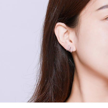 Boucles d'oreilles en argent à trois couches