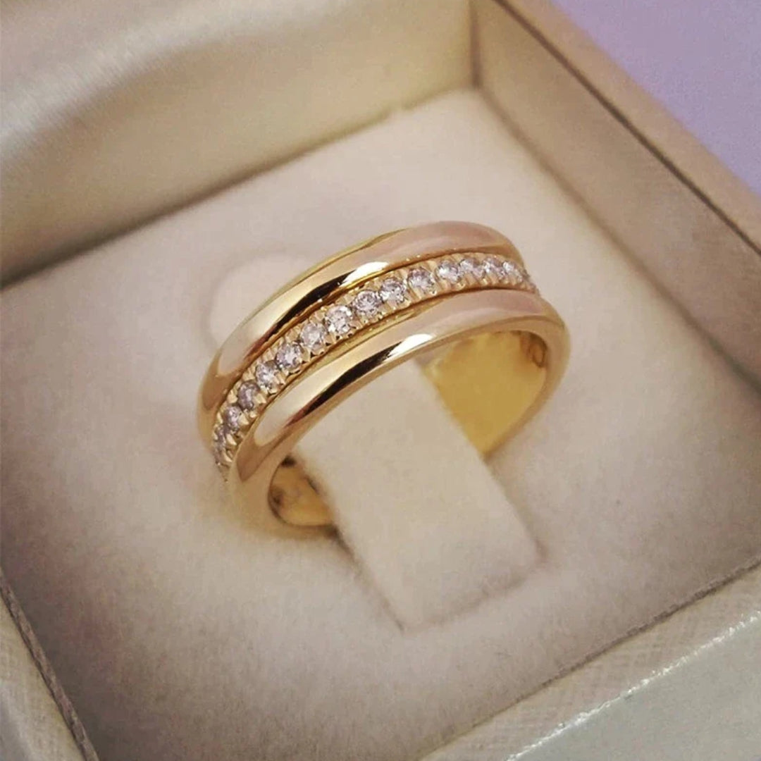 Bague Double en Argent Ornée de Zircons