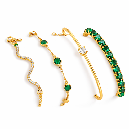 Luna | Ensemble de Bracelets Vintage Verts Élégants avec Cristaux