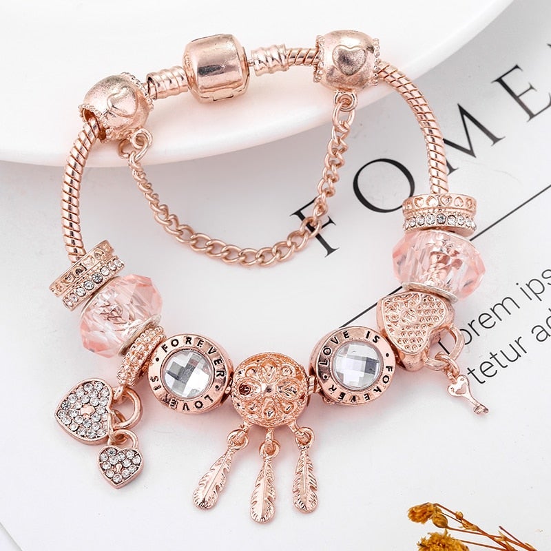Bracelet en Argent avec Breloques et Pendentif Attrape-Rêves