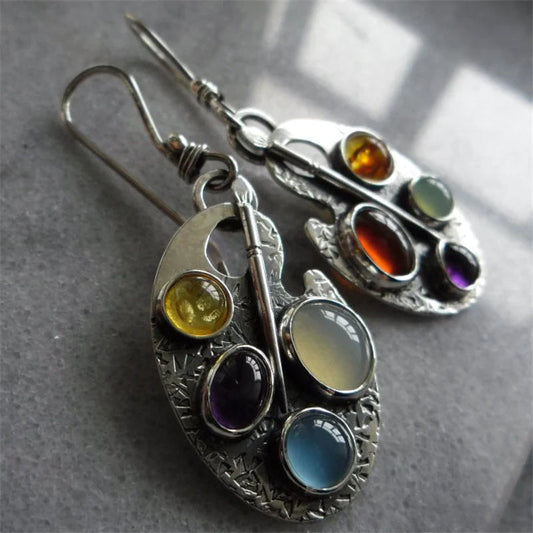 Boucles d'oreilles Éclat™ | Pierre multicolore, vintage