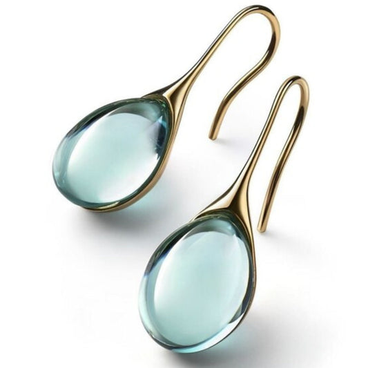 Boucles d’Oreilles Goutte Cristal Bicolores Or et Argent
