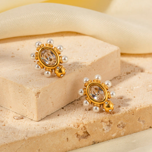 Boucles d'oreilles™ | Élégance en perles dorées