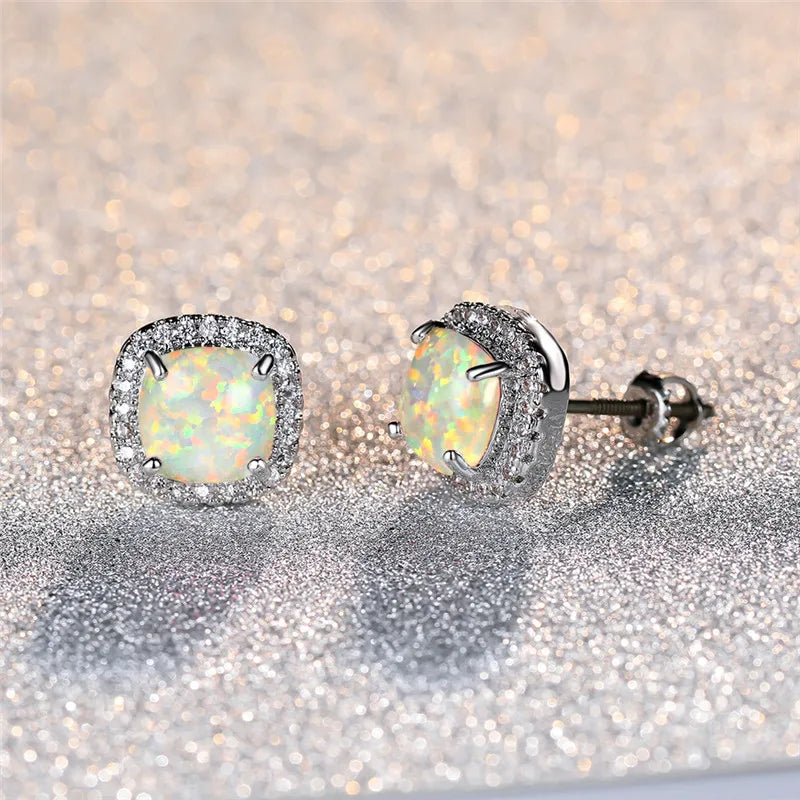 Opalescence™ | Boucles d'oreilles opale argentée