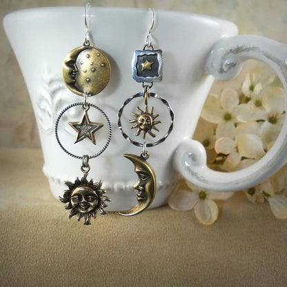 Soleil-Lune™ | Boucles d'oreilles pendantes élégantes