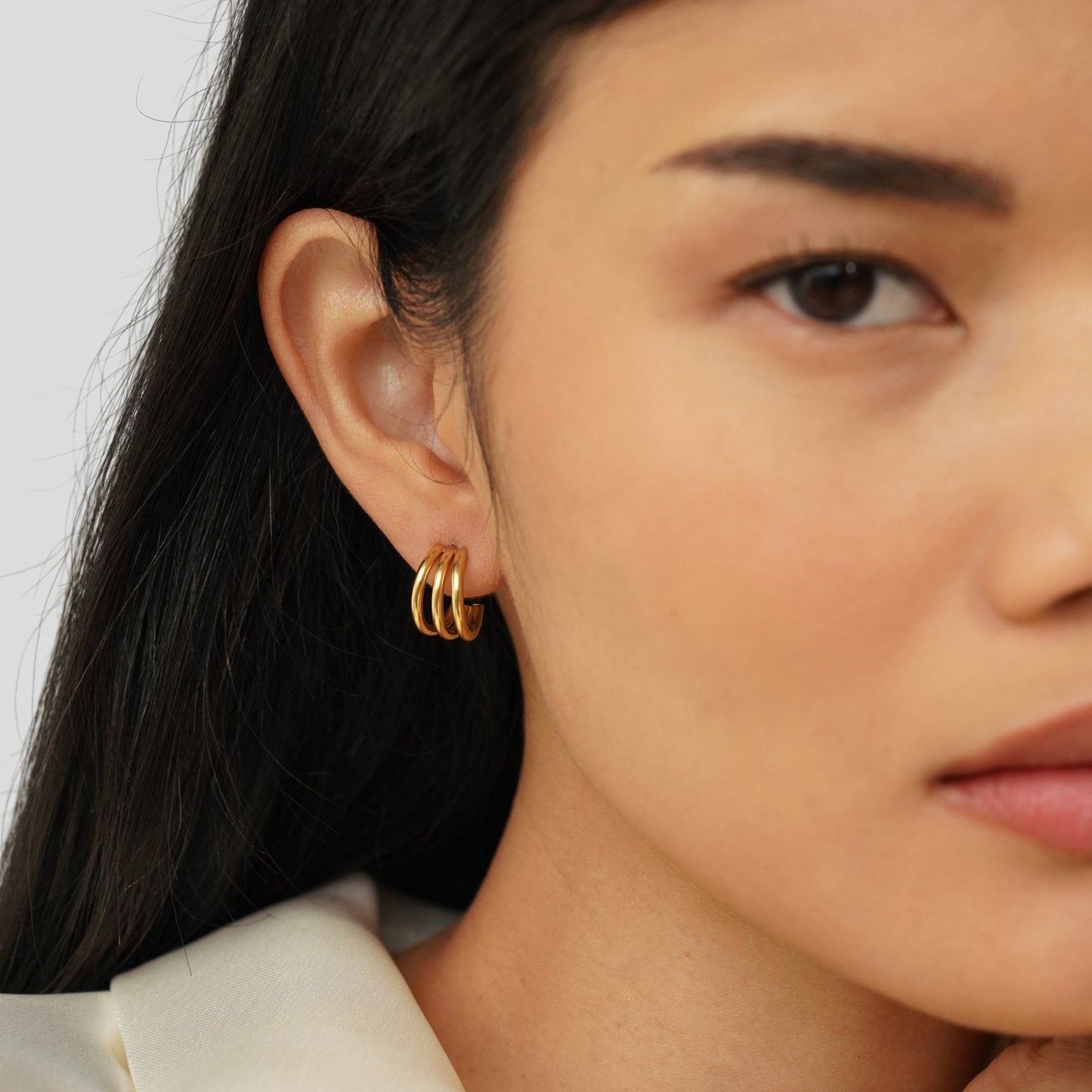 Ana – Boucles d’oreilles triple or
