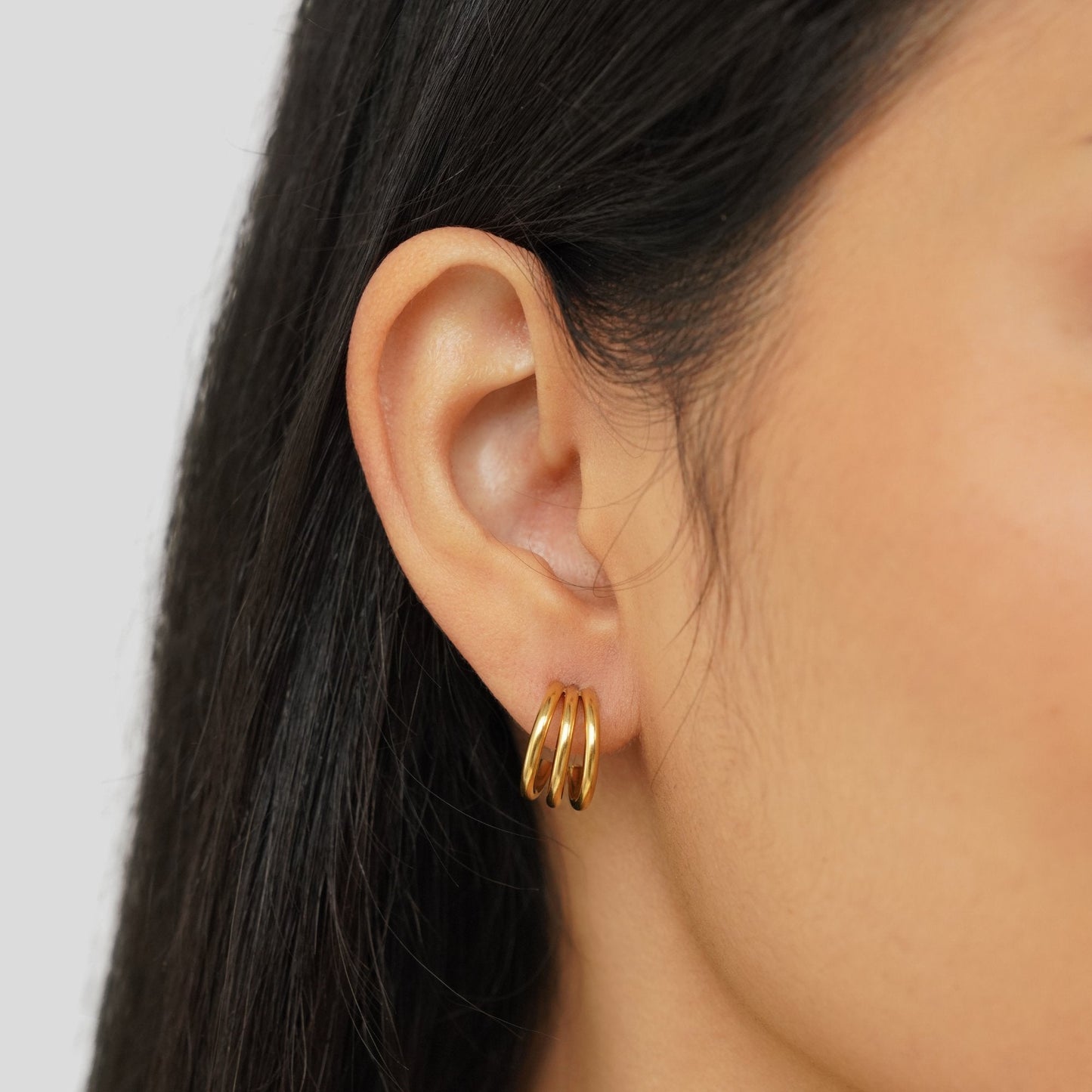 Ana – Boucles d’oreilles triple or