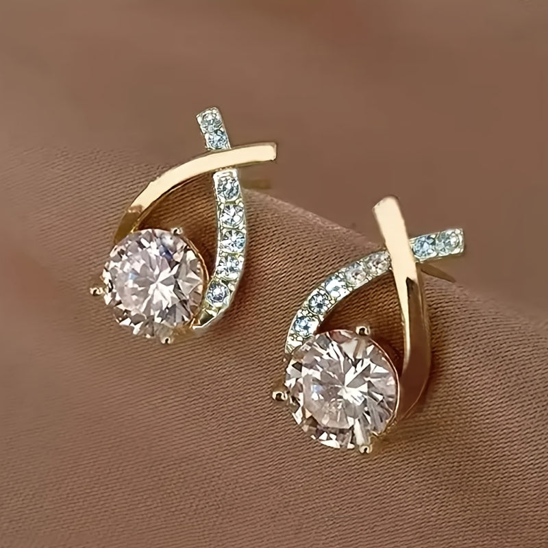Boucles d'oreilles Golden Cross™ | Élégance en zirconia