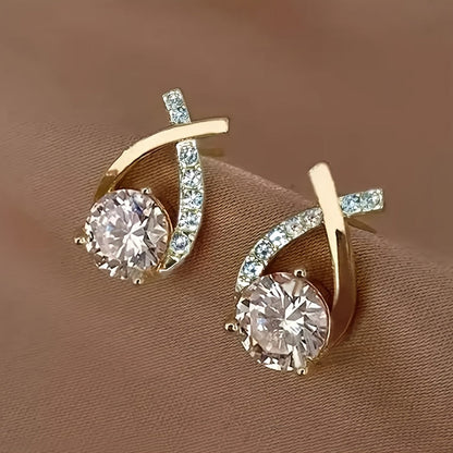 Boucles d'oreilles Golden Cross™ | Élégance en zirconia