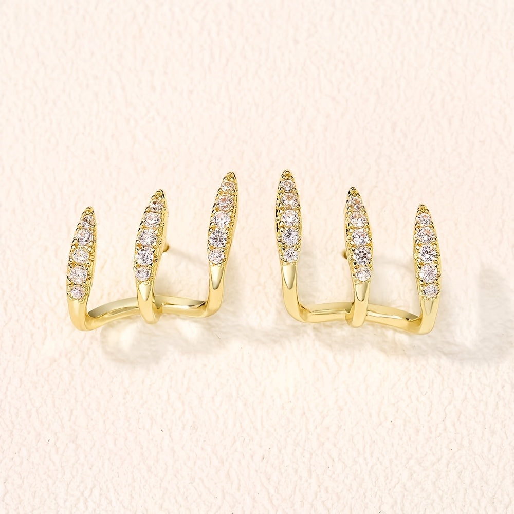 Boucles d'oreilles Élégance™ | Strass, trois griffes