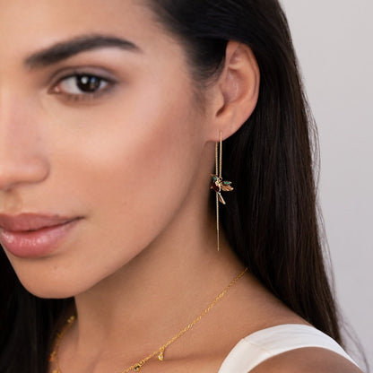 Boucles d’oreilles pompon colibri en cristal