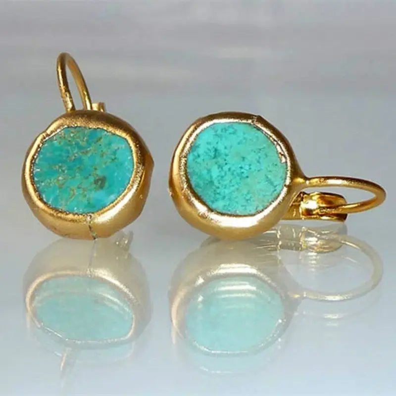 Boucles d'oreilles Or™ | Élégance turquoise raffinée
