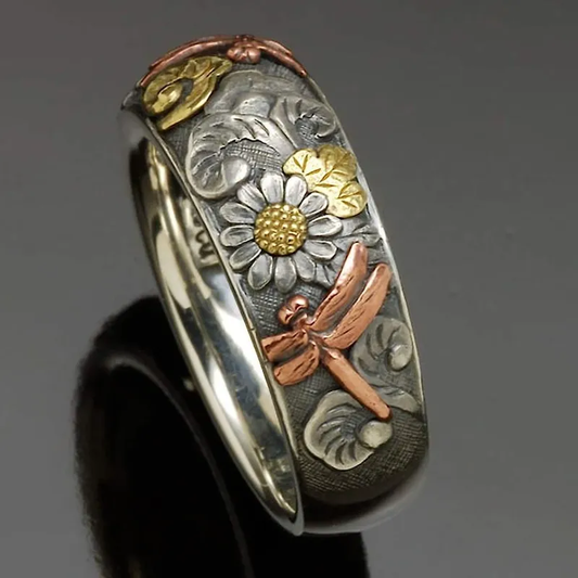 Bague Vintage en Argent au Motif Nature