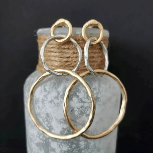 Boucles d'oreilles Éclat™ | Créoles vintage en or et argent