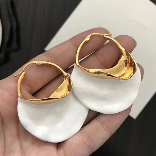 Boucles d’Oreilles Vintage Bicolores Blanc et Or