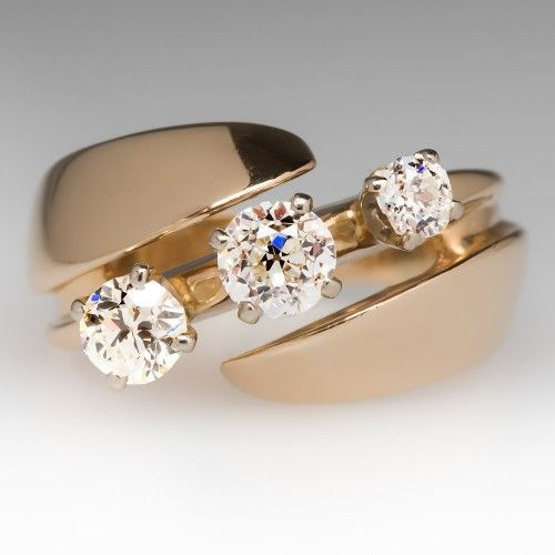 Bague vintage ouverte en zirconium