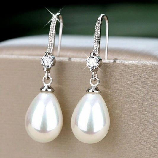 Boucles d'oreilles en perles naturelles faites à la main (forme de goutte)