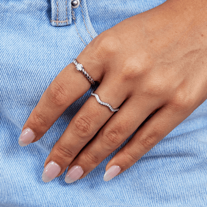 Zerya – Bague vague en cristal et argent